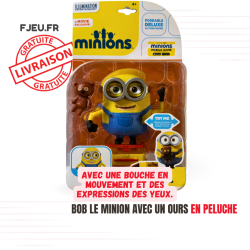 Bob le Minion avec un ours en peluche