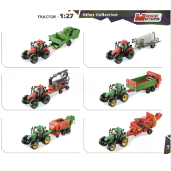 Tracteur miniature 1:27 avec remorque - 6 modèles assortis - Jouet