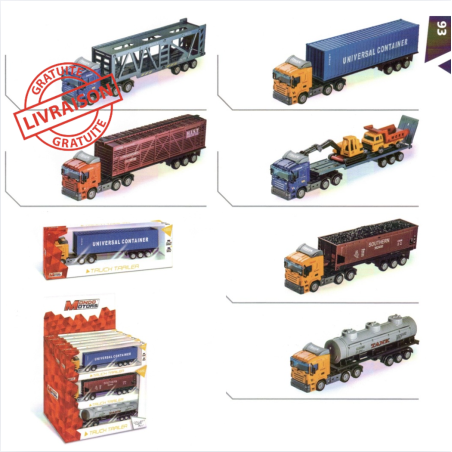Camion Remorque Miniature 1:72 – 6 Modèles Assortis