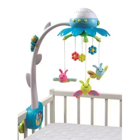 Mobile musical bébé Cotoons – Fleur bleue, apaisant et décoratif