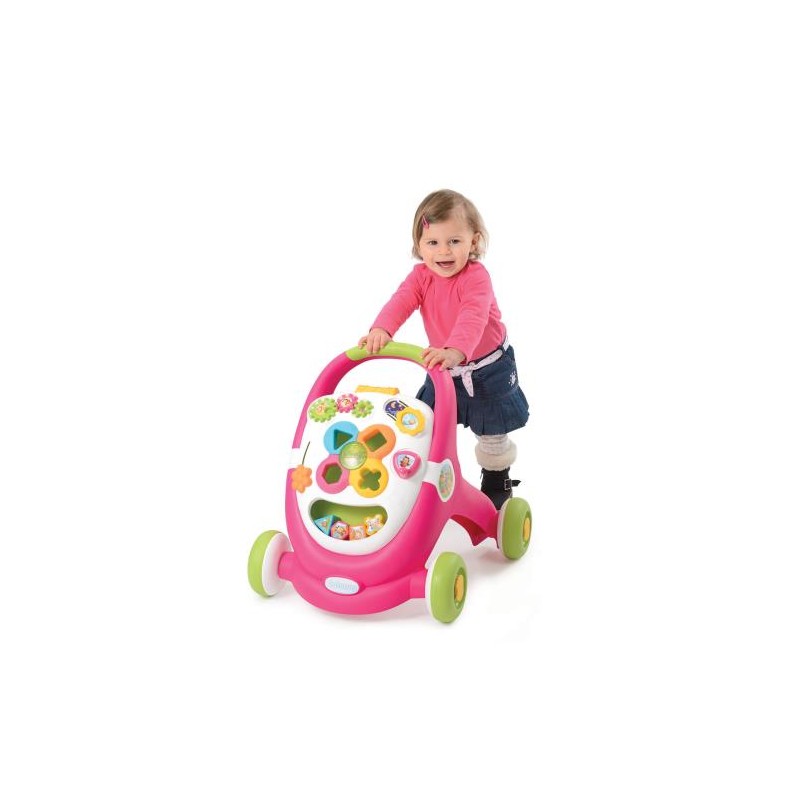 Trotteur bébé 2 en 1 rose Smoby Cotoons – Apprentissage & jeu