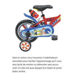 Vélo Pat'Patrouille MONDO 12" Garçon - Rouge Bleu Chase Marcus