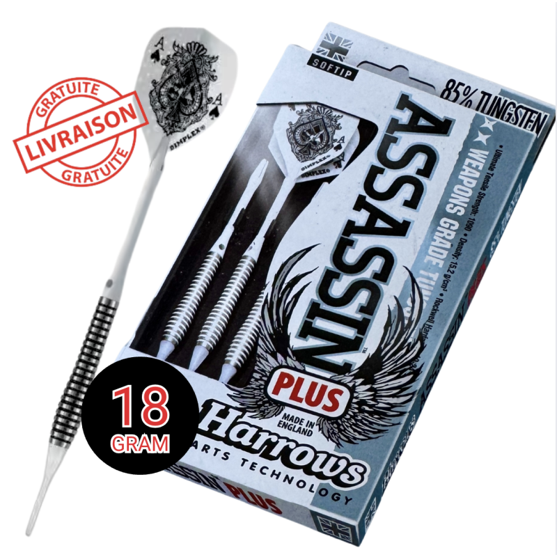 Harrows Assassin Plus 18g Soft Tip – Tungstène 85 % pro