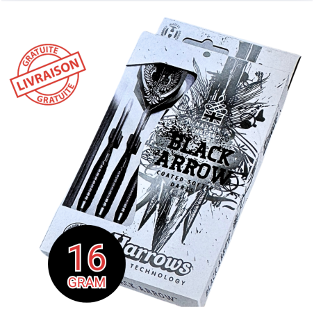 Harrows Black Arrow 16g – Fléchettes laiton pour cibles pro