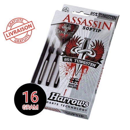 Fléchettes Harrows Assassin Softip 16g – 85% Tungstène