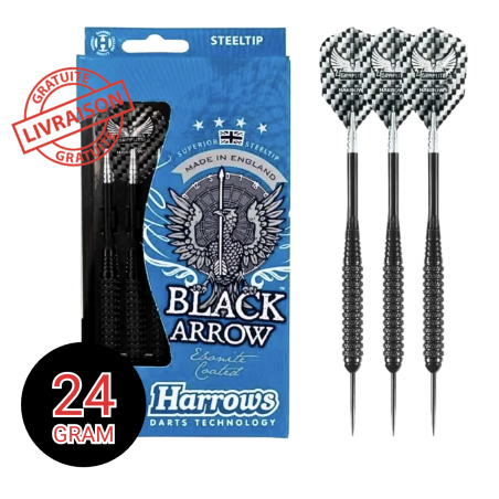 Harrows Black Arrow 24g – Fléchettes acier avec vol Graflite