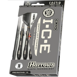 Fléchettes Harrows I.C.E Arctic 18g – Embout Nylon Pro - Noir