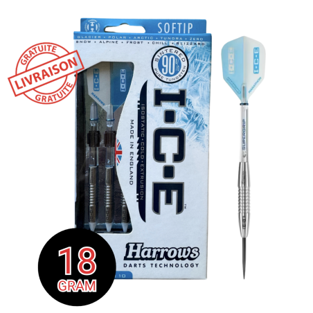 Fléchettes Harrows I.C.E ARTIC 18g – Embout nylon, 90% tungstène