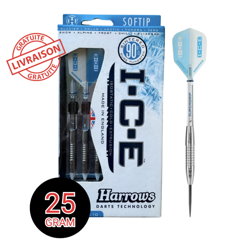 Fléchettes Harrows I.C.E Black acier 25g – Pro grip & précision