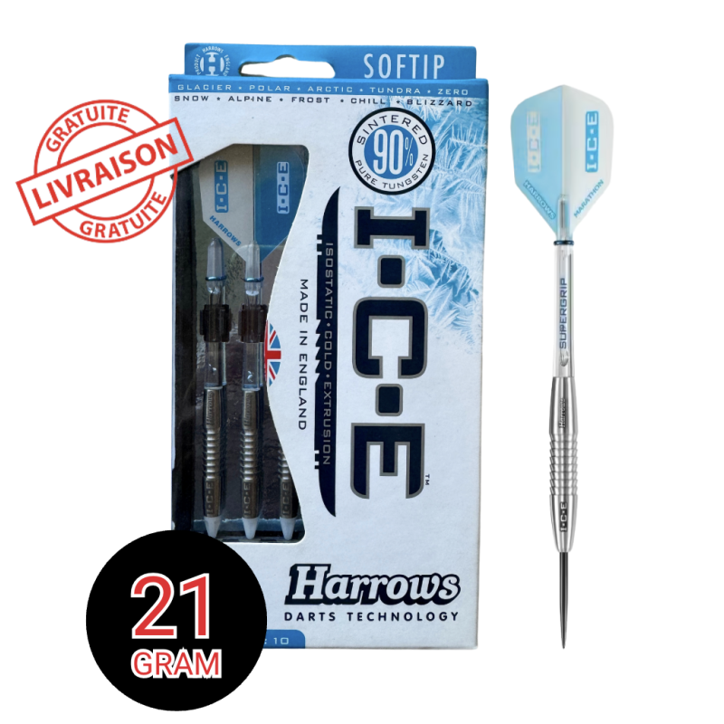 Fléchettes Harrows I.C.E 21g – Pointe acier pro 90% tungstène