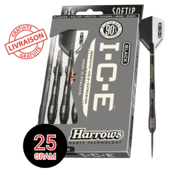 Fléchettes Harrows Black I.C.E 21g – Tungstène 90 % Pro Grip