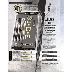 Fléchettes Harrows Black I.C.E 21g – Tungstène 90 % Pro Grip