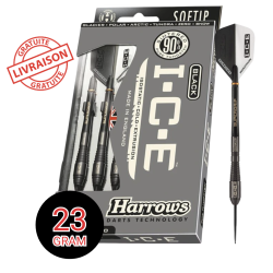 3 fléchettes acier"Black I.C.E" - 23g-R - Harrows