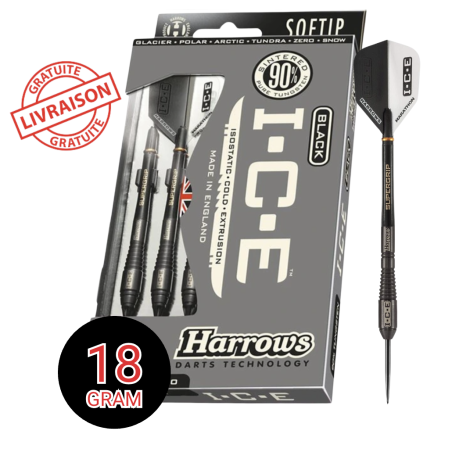Fléchettes Harrows I.C.E Arctic 18g – Embout Nylon Pro - Noir