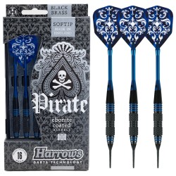 Jeu de 3 fléchettes Harrows Pirate nylon bleu 16 grammes - Soft Tip