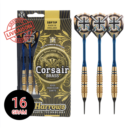 Fléchettes Harrows Corsair 16g nylon – Bleu – Jeu de 3