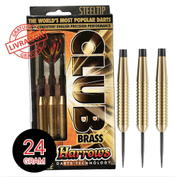Fléchettes Harrows Club acier 24g – Canon laiton 52 mm