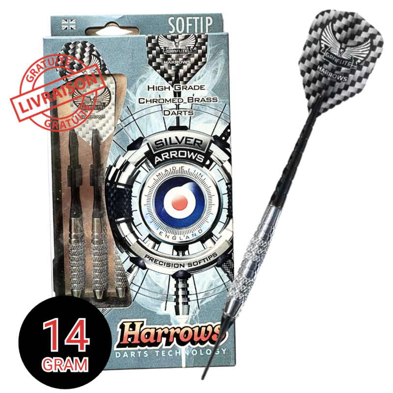 Fléchettes de précision Harrows Silver Arrow 14g Softip – Débutant