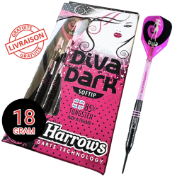 Fléchettes nylon Harrows Diva Dark 18g Style A – 85% Tungstène