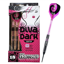Fléchettes nylon Harrows Diva Dark 18g Style A – 85% Tungstène