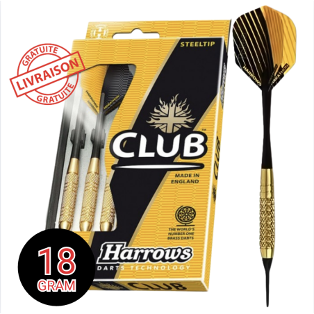 Fléchettes Harrows Club Brass 14g Softip – Laiton, aluminium, étui
